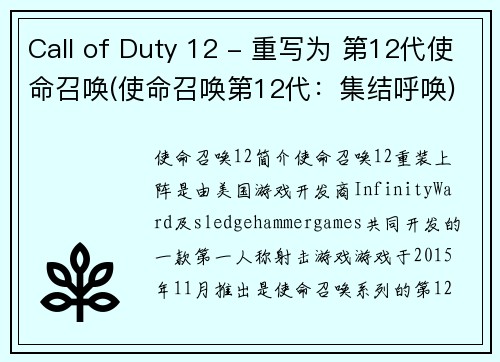 Call of Duty 12 - 重写为 第12代使命召唤(使命召唤第12代：集结呼唤)